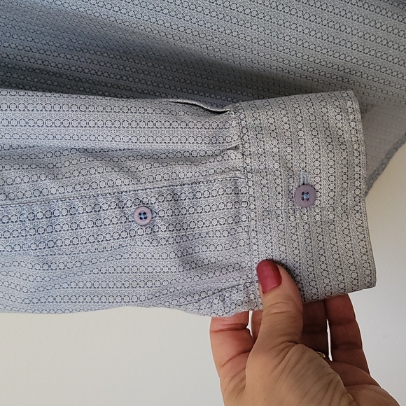 Quiksilver Edition Blue Print Long Sleeve Cotton Dress Shirt XL - Picture 7 of 15